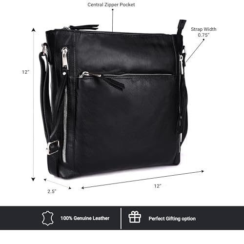 Grace Soft Napa Real Leather Large Cross body handbag-Double Zip Premium Sling Crossover Shoulder Bag for Women4