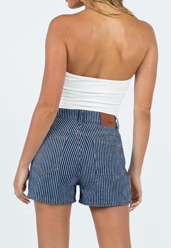 Image of onlypuff Women Denim Shorts Ripped Mid Waisted Jean Shorts with Pockets