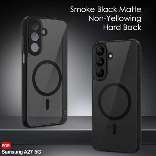 Image of TheGiftKart Hybrid Shockproof Back Cover Case for Samsung Galaxy A27 5G Compatible with MagSafe | Hard Back Cover Case for Samsung Galaxy A27 5G (PC & TPU, Translucent Smoke Matte Back, Black Sides)