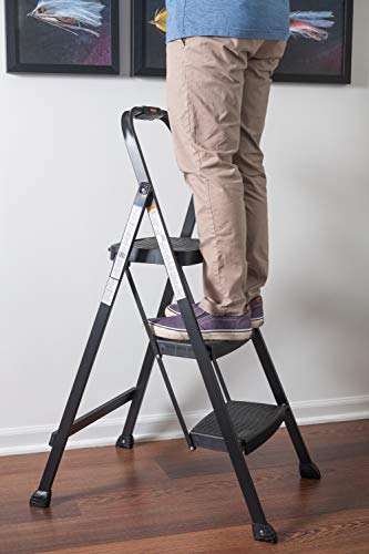 Rubbermaid 3-Step Steel Ladder, Folding Step Stool with Hand Grip and Non-Slip Feet, Black, Tested to ANSI US Safety Standards, No Assembly Required - Image 14