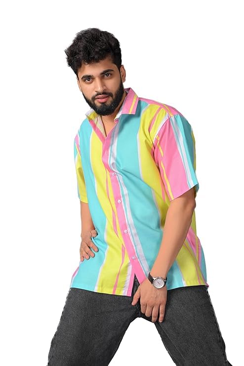 Half Sleeve Relaxed Fit Men's Casual Shirt | Cotton Blend Oversized Shirts for Men Loose fit | Oversized Printed Shirts for Men | Men's Half Sleeve Relaxed Fit Shirt Fashion-picture-24