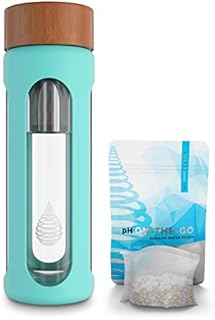 pH Hydrate Glass Alkaline Water Filter Bottle - Portable Alkaline Water Filter - Water Filter Bottle - Increase pH (400ml/13.5oz)