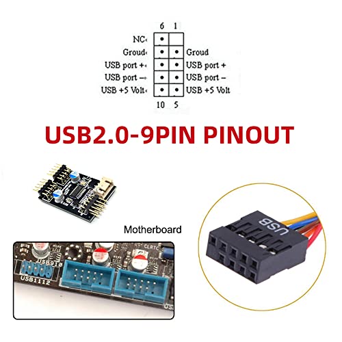 NFHK Motherboard 9Pin 10Pin Female Housing to Dual USB 2.0 Male Type-A Cable 50cm, 50 cm - Image 4