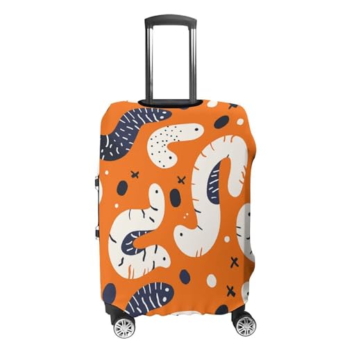 Cartoon White Worm Luggage Cover, Washable Elastic Suitcase Cover Protector Fit 18-32 Inch Luggage4