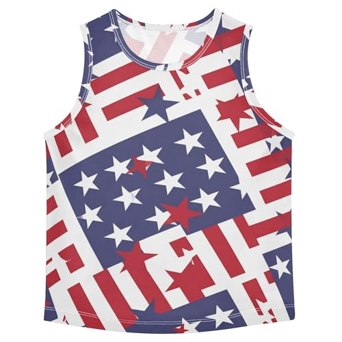 JUNZAN American Flag Theme Boys Tank Tops Sleeveless Summer Vest Tee Boys Workout Shirts for Soccer Teenis Exercise Beach 3T
