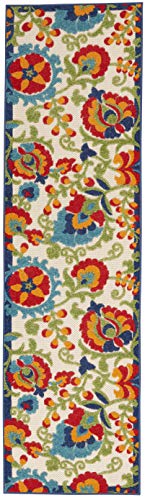 Nourison Home Aloha Multicolor 2'3" x 8' Area Rug - Easy Clean, Non Shedding, Bed Room, Living Room, Dining Room, Kitchen (8' Runner)