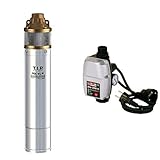 T.I.P. 30176 sandsichere Peripher Tiefbrunnenpumpe Edelstahl MSC 4/1 M mit Messing-Laufrad, bis 3.000 l/h Fördermenge & Elektronische Pumpensteuerung BRIO 2000 M