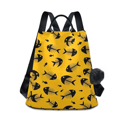 Sac à dos antivol multi-poches à motif squelette de poisson pour protéger vos affaires