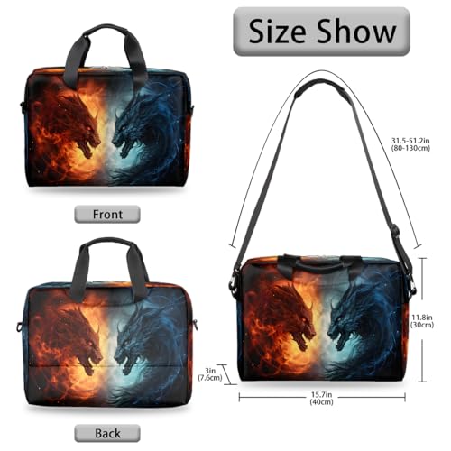 Bolso para laptop rojo azul con diseño dragón 15.6 in miniatura 6