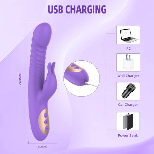 Vibration für frauen Vibrator Dildo Sex Spielzeug für die frau mit 10 Teleskopdrehung & 10 Vibrationsmodi, G-punkt mit Stoßfunktion und Rabbit Vibratoren für Sie Klitoris Erotik Für Paare frauen – Bild 6