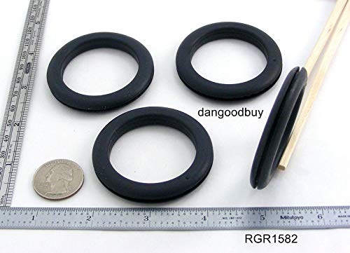 Pkg of 6 - Black SBR Rubber Push-in Grommet - Inner Diameter 1 5/8", Outer Diameter 2 1/4", Fits Panel Hole 2" Inch, Fits Panel Thickness 1/16"