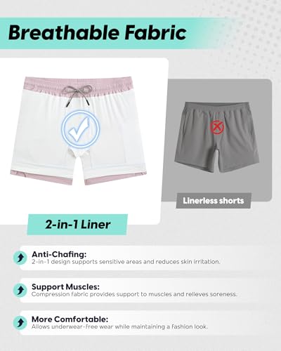Image of maamgic Mens Running Shorts with Compression Liner 5 inch Quick Dry Workout Shorts Anti-Chafe Gym Shorts 2 in 1 Athletic Shorts