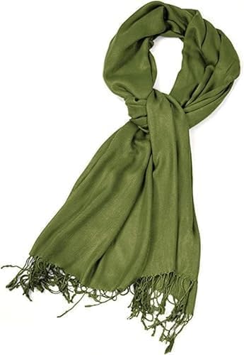 MOOLYAVAAN PRODUCTS Plain Solid Fashionable Woolen Winter Wear Thin Female Scarf/Stole/Shawl With Fringe's For Girls & Womens (Mehandi Green)-picture-10