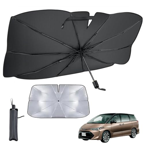 【2024新登場 10本骨 】汎用機種 トヨタ エスティマ 50系 に適合 車用サンシェード サンシェード 車 傘型 車用サンシェード フロントサンシェード 車 遮光 断熱 折りたたみ 傘型 車用パラソル フロントガラス 車載用品 収納便利 紫外線対策(革