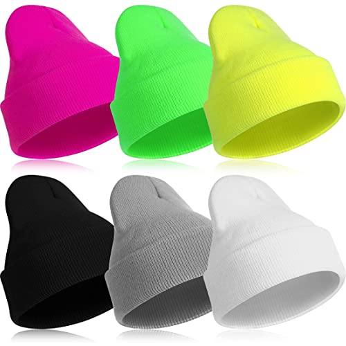 Qccige Lot de 6 Bonnets Souples en Tricot pour Homme et Femme - Bonnet Chaud d'hiver en Tricot Acrylique Doux Cover