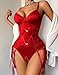 Avidlove Lingerie for Women Red Corset Bodysuit One Piece Bodysuit Teddy Babydoll Valentines Lingerie