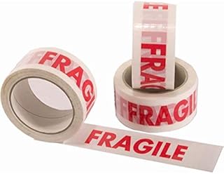 JKG® FRAGILE PACKAGING TAPE ROLL - 48mm x 50m - HEAVY DUTY - For cardboard boxes, moving house, parcel box packing tape (2" width)