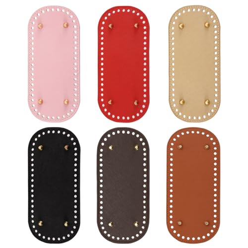 CHENKEE Fondo Borsa, 6 Pezzi Basi per Borse Ovali Fondo Borsa in Pelle PU per Borsa a Maglia Borse Fai da Te Fatti a Mano Borsa (22x10CM)