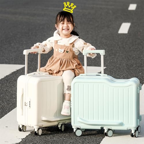 20/22" Ride-On Suitcase, Carry On Luggage with Spinner Wheels, ABS Ride-On Luggage Travel Rolling Suitcases for Business Travel, School, Leaning(Black,22")2