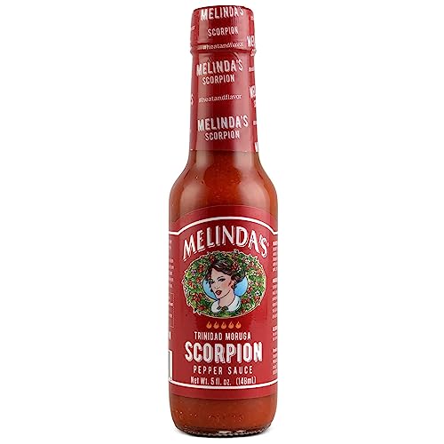 Melinda’s Scorpion Pepper Hot Sauce - Made with Trinidad Moruga Scorpion Pepper, Carrots, Onion & Lime Juice - Keto, Vegan, Gluten Free Hot Sauce - 5oz, 1 Pack