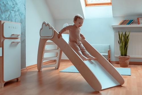 HINGI Toboganes Infantiles Interior 90cm | Tobogán Infantil Estable para Niños de 1.5 a 6 Años | Tobogan Bebe Montessori | Resbaladera para Niños | Tobogán para Escalera de Madera