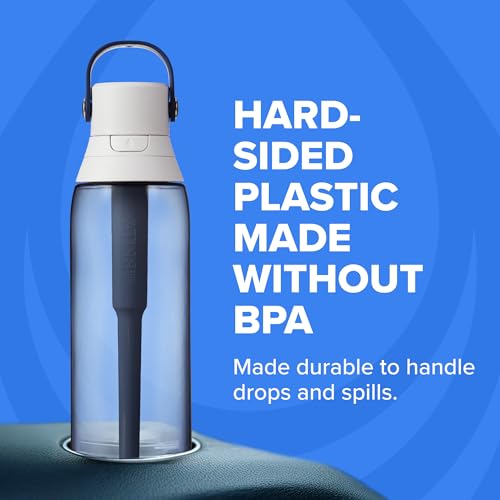 Image of Brita Hard-Sided Plastic Premium Filtering Water Bottle, BPA-Free, Reusable, Replaces 300 Plastic Water Bottles, Filter Lasts 2 Months or 40 Gallons, Includes 1 Filter, Blush - 26 oz
