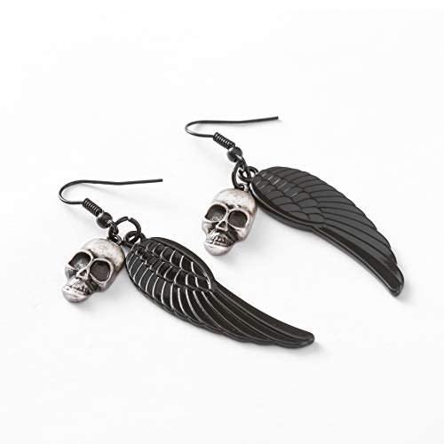 HAQUIL Goth Black Angel Wing Skull Earrings, Halloween Gothic Skull Jewelry Gift for Women2