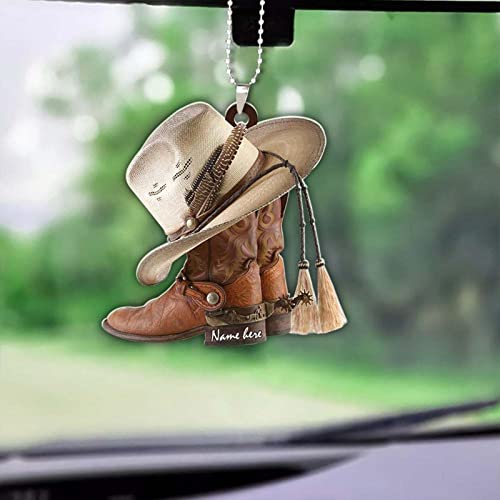 Chapéu de vaqueiro e ornamento do carro das botas, Botas de vaqueiro enfeites de natal, Acessórios d