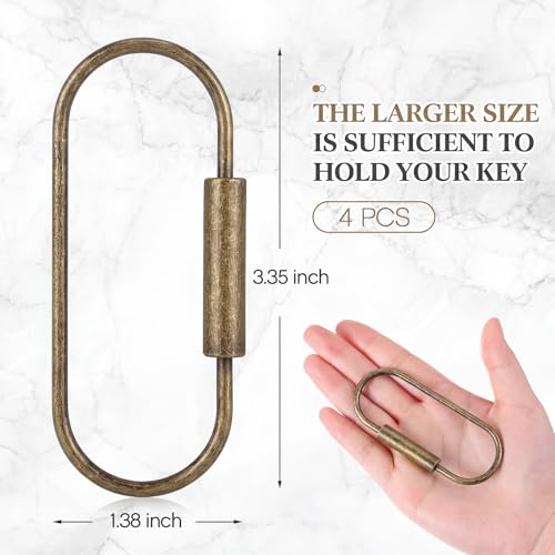 Image of WILLBOND Brass Carabiner Key Ring Locking Screw Carabiner Clips Round Key Rings Keychain Kit for Handbags Purse Bag Charm