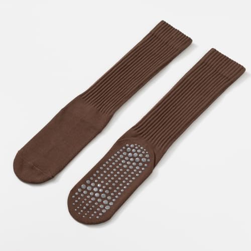 Image of Verdancy Yoga Pilates Socks with Grips for Women Ribbed Knee Highs Non Slip Cushioned Over the Calf Socks for Barre Ballet