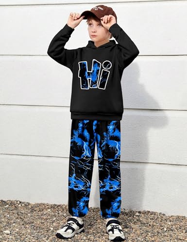 Boys Clothes Camo Boys Outfits Letter Printing Pullover Hoodie and Pants 2Pcs Winter Kids Clothes Boys for 7-14 Years2