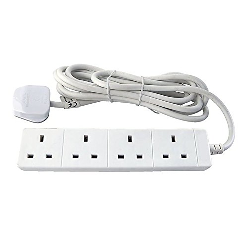 G4GADGET4 Gang Extension Lead 5M – Multi Plug Power Strip with UK Plug & 3 Pin Socket, Extension Cable for Home, Office, Kitchen, and Bedroom