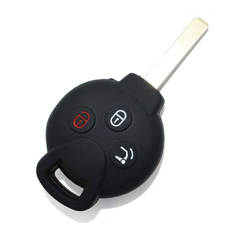 Cover In Silicone Per Chiave Smart Fortwo 451 - 3 Tasti, Protezione Antiurto E Antigraffio, Nero