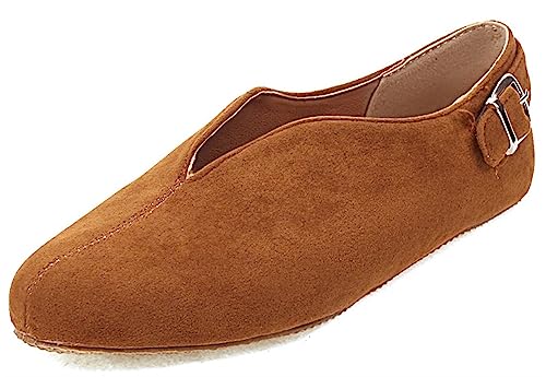 Women's Classic Pointy Toe Penny Loafers Casual Low Heels Suede Flat Slippers Slip On Ladies Driving Soft Loafer Shoes for Work Nurse