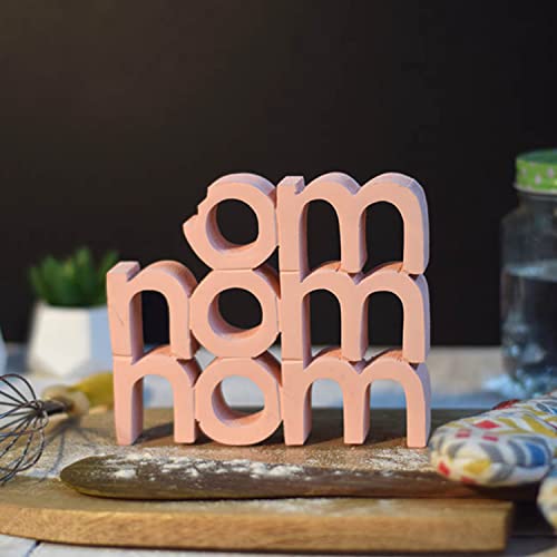 Image of NUKKAD TALES Om Nom Nom Pink Quirky Showpiece Home Decor Items for Living Room Decorative Items for Book Shelf Study Table for Students Birthday Gift Items for Chef Foodies (6 x 5.10 inch)