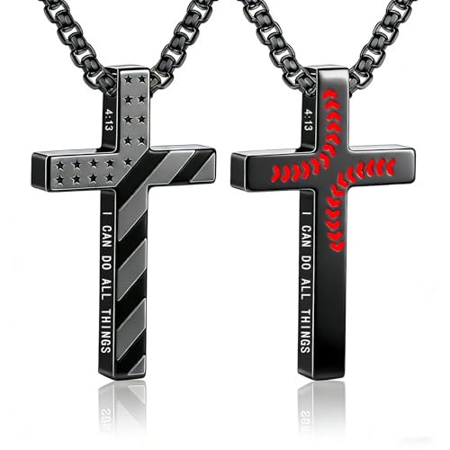 Easter Basket Stuffers-Baseball Bible Verse Cross Necklace