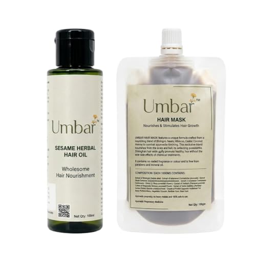 Image of Hair Mask & Sesame Oil | Botanical Pack | Green and Golden | Combo 2x100ml