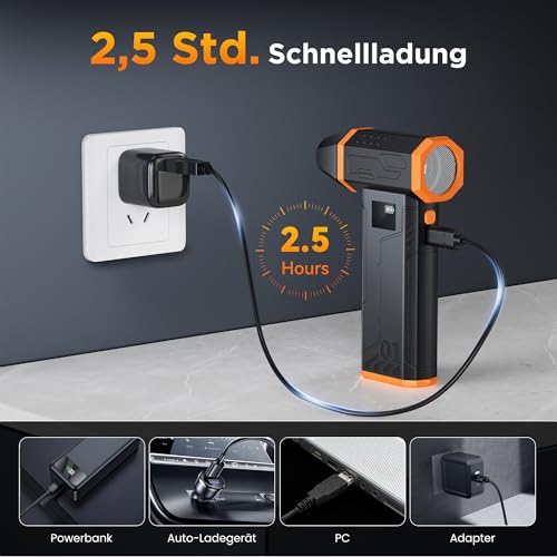 VIWAVE Elektrische Staubgebläse Druckluftspray,150000 U/min Compressed Air Duster,3-Gang Staubgebläse Gebläse Akku Lange Laufzeit,Luftspray PC Reinigung Mini Gebläse für PC Laptop Tastatur Sofa Auto