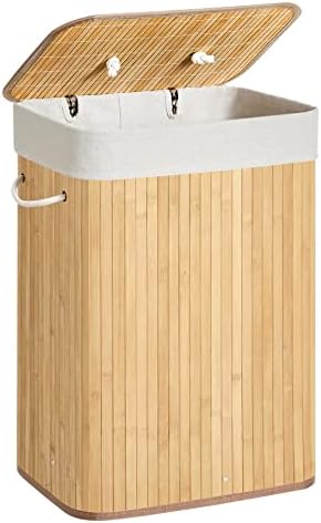 SONGMICS Bamboo Laundry Basket, XL Foldable Storage Hamper with ...
