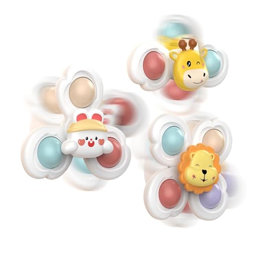 Juguete de baño – 3 piezas de juguete giratorio con ventosa | ABS Sensory Spinner Fidget juguete para niños pequeños adecuado para niñas ducha viajes avión carretera viaje aulas hogar jardín de