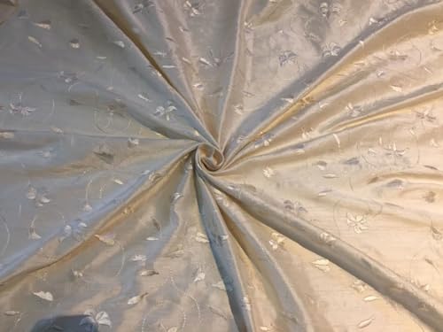 Silk Dupioni soie brodée Ivoire 137 cm pour tissu mariage au mètre et confection de vêtement chic