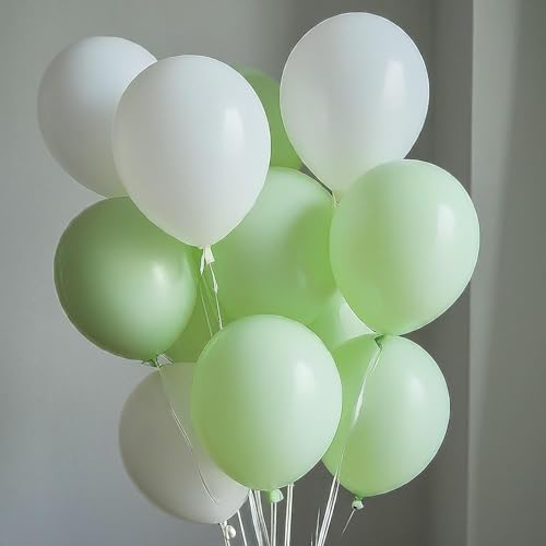 Image of Regular Balloon Combo For Decoration with Glue Dots & Balloon Arch Strip - Party Decor Set For Easy Party Setup (GREEN WHITE, 100)