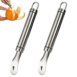 Orangenschäler, 2 Stück, Edelstahl Zestenreißer, Apfelsinenschäler, Ideal für Mandarinen und Orangen, Praktischer Küchenhelfer, Kleine Größe