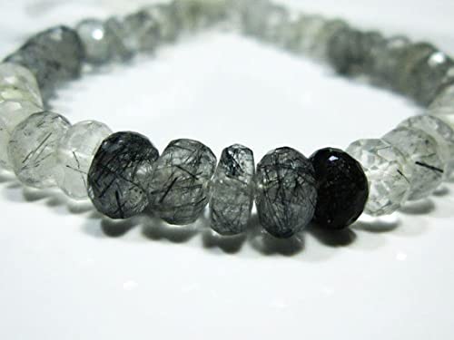 Quartz tourmaline perles rondelles facettées AA de 8mm avec perçage précis pour enfilage