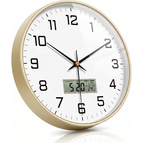 Image of Ash & Roh 12 Inch Silent Quatrz and Non-Ticking Wall Clock with Easy to Read Number and Analog Display Stylish & Decorative Design for Office, Living Room, Bedroom