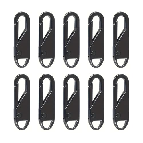 10 tiradores de cremallera de metal negro, pestañas de cremallera de repuesto duraderas para equipaje, mochilas, chaquetas, maletas, bolsas, fijador de reparación de cremallera fácil de usar, diseño