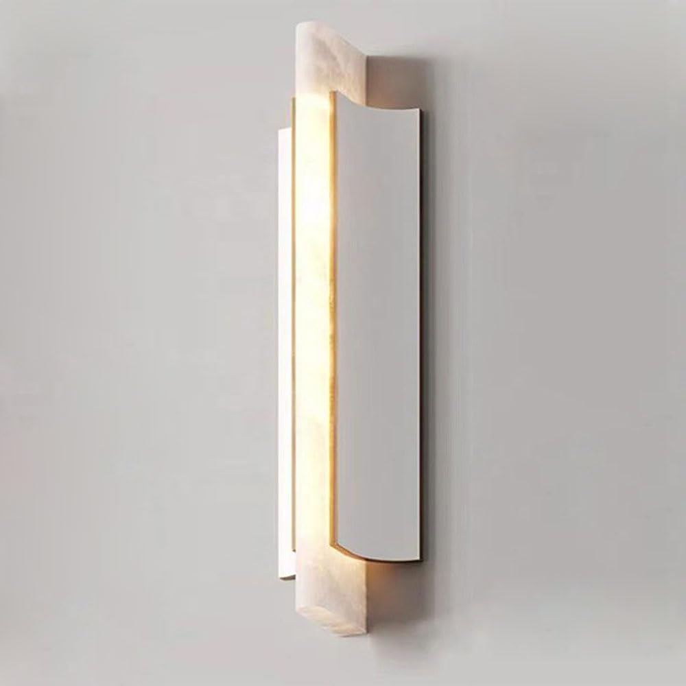SSBHDM Nordic Industrial Style Copper Wall Light, LED Light Source Natural Alabaster Wall Lamp, Hardwired Indoor Wall Sconce, Living Room Bedroom Corridor Wall Mounted Lighting Fixtures