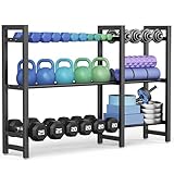 Soporte para mancuernas de 3 niveles, almacenamiento de mancuernas de 50 pulgadas de longitud para gimnasio en casa, espacio ajustable