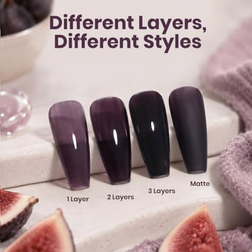 Image of Beetles Purple Gel Nail Polish - Fig Jelly 15ML Deep Purple Jelly Gel Polish Sheer Translucent Nail Polish Soak Off UV French Nail Art Salon DIY at Home Manicure Gift for Women