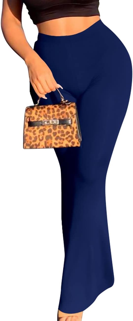 Herose Tall Ladies Soft Flared Leggings Pants Floor Length S-2XL
